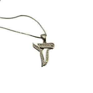 Sterling Silver Jewish Chai Living Charm CZ Pendant Necklace Chain 18"